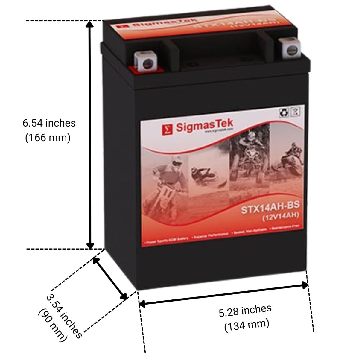 Amazon.com: Genuine SigmasTek STX14AH-BS SLA AGM Motorcycle